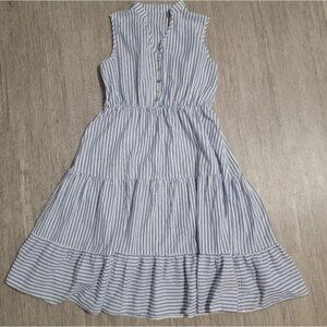 Shein Curve Size 0XL Sleeveless Striped Blue and White Maxi Dress